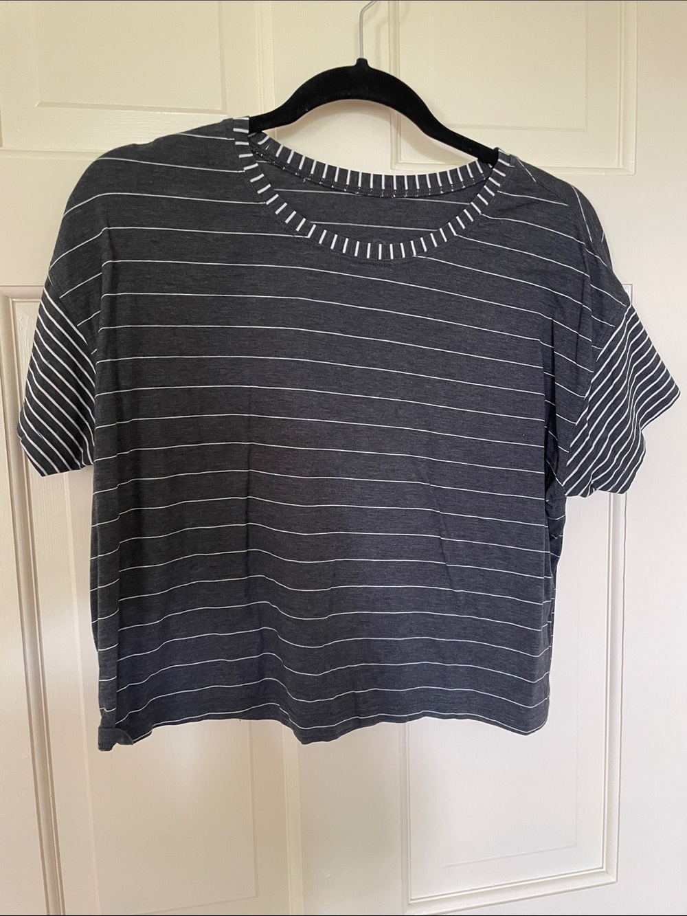 lululemon athletica Charcoal and White Striped Cates Tee
